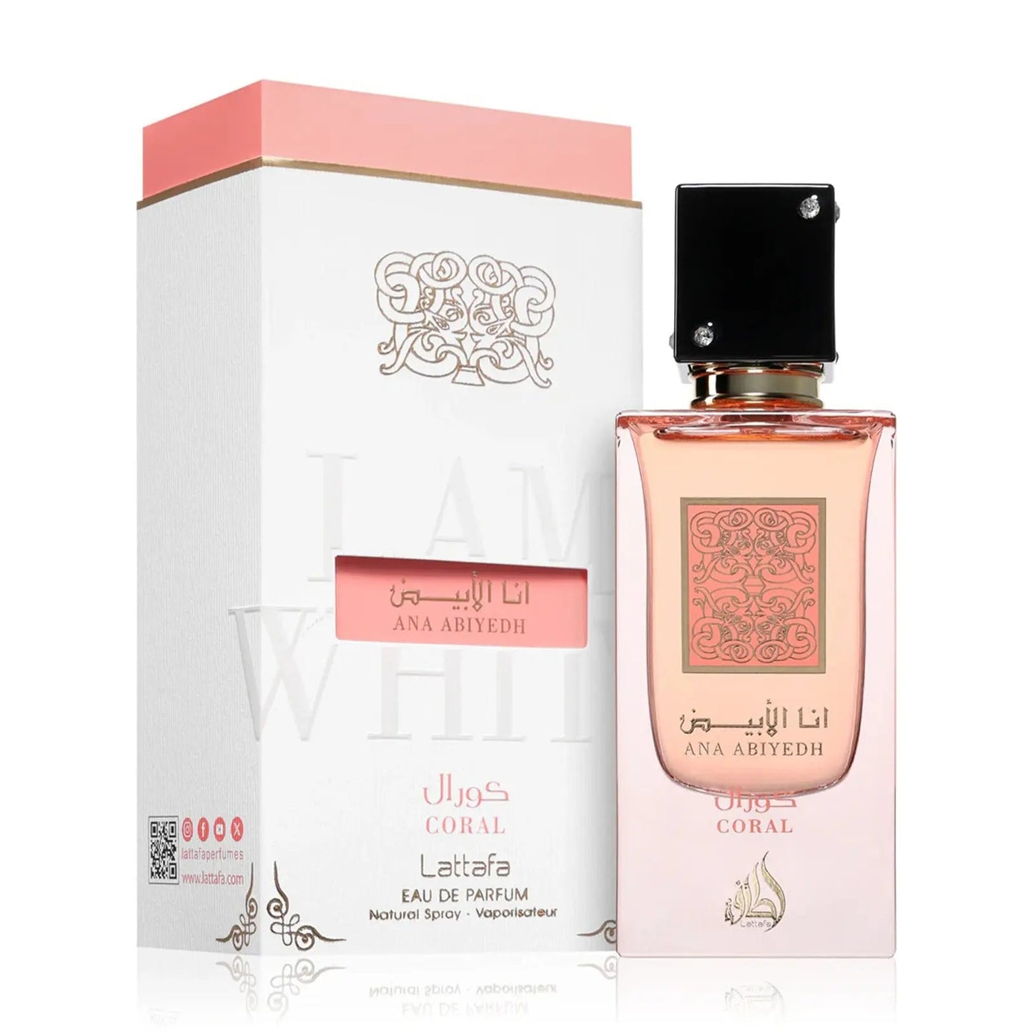 Ana Abiyedh Coral Perfume 60ml EDP by Lattafa coral bottle