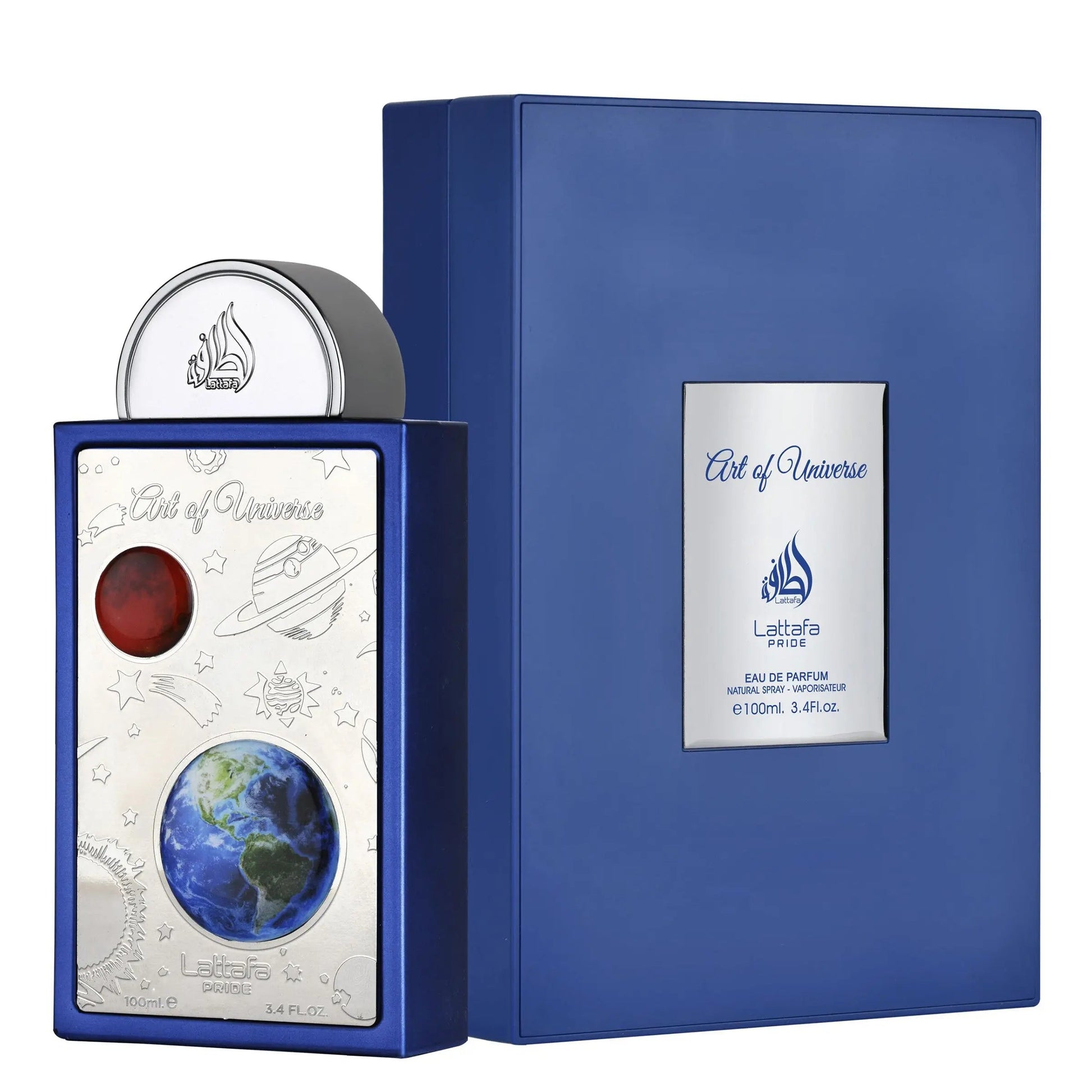 Art of Universe Perfume 100ml EDP by Lattafa Pride blue bottle