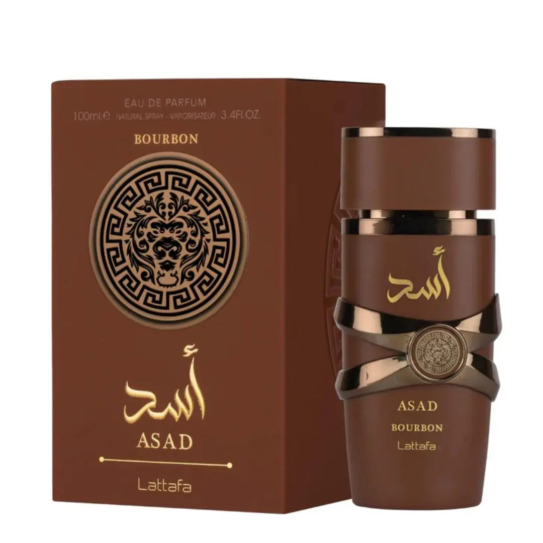 Asad Bourbon Perfume 100ml EDP Lattafa dark amber glass bottle