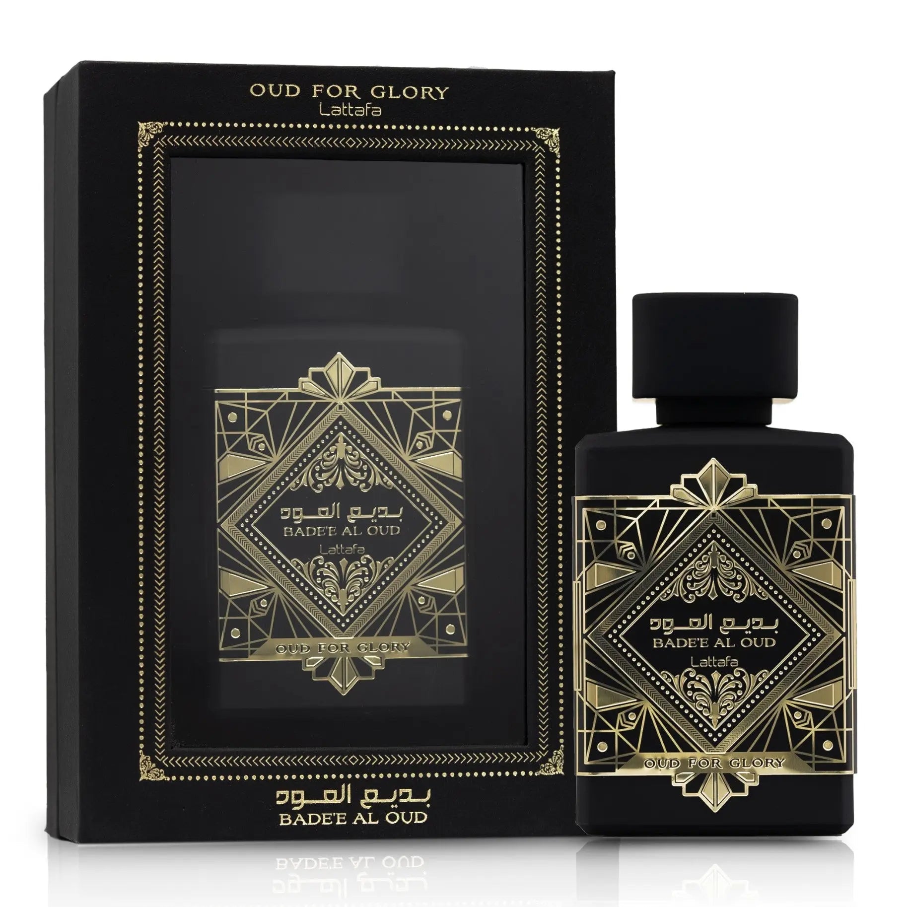 Badee Al Oud Oud for Glory Perfume 100ml EDP Lattafa dark blue glass bottle