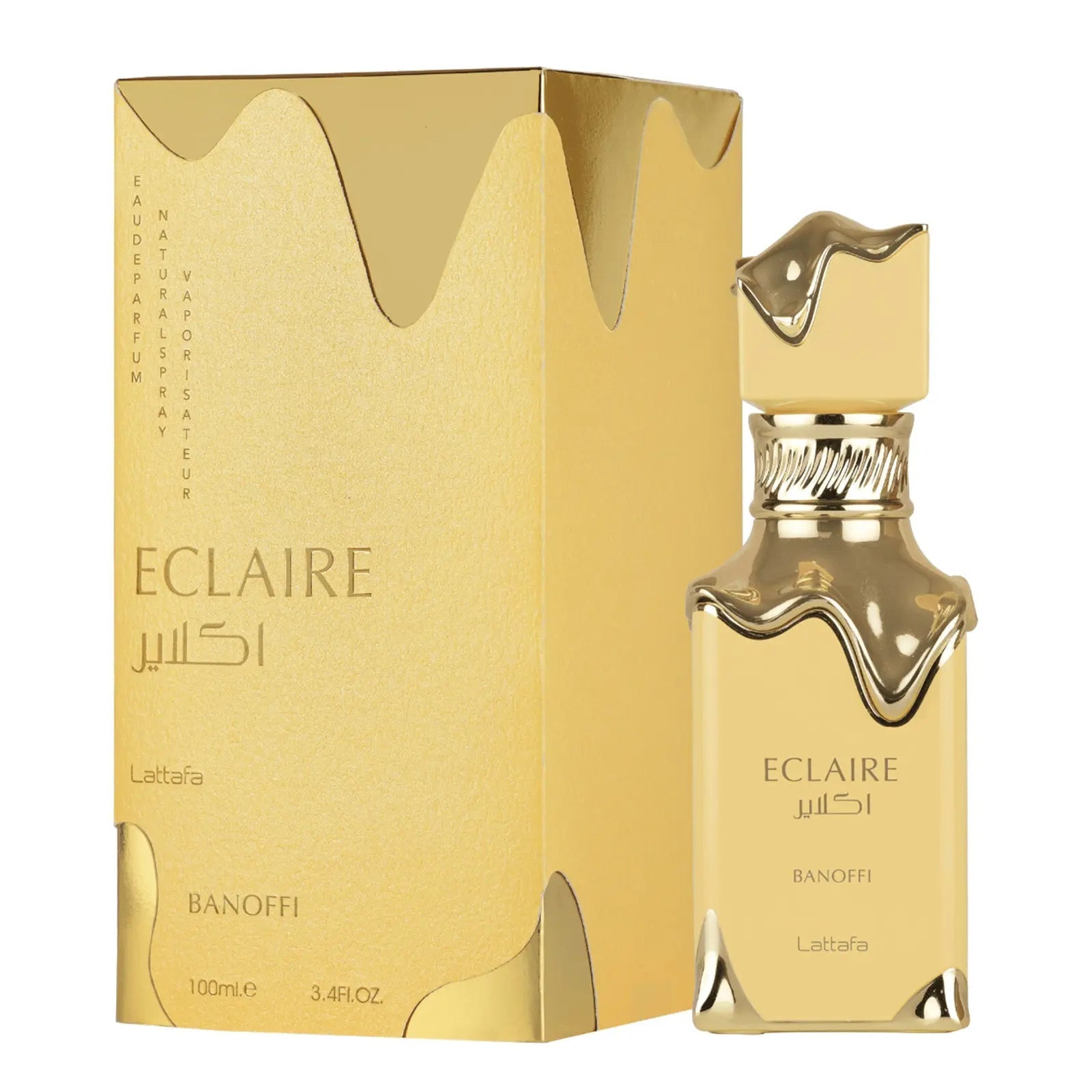 Eclaire Banoffi Perfume 100ml EDP Lattafa cream and caramel glass bottle