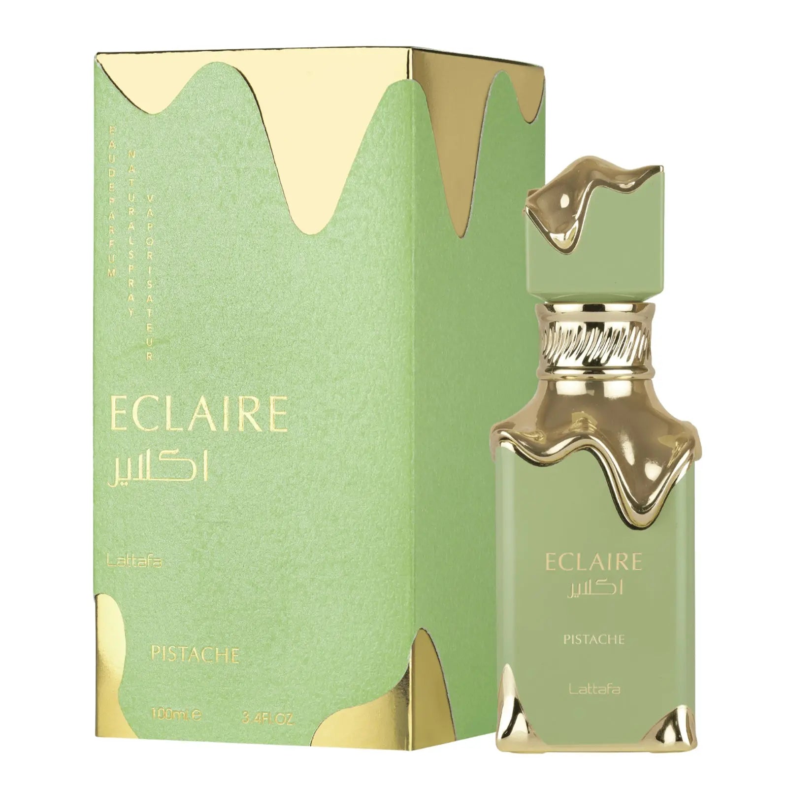 Eclaire Pistache Perfume 100ml EDP Lattafa green and gold glass bottle