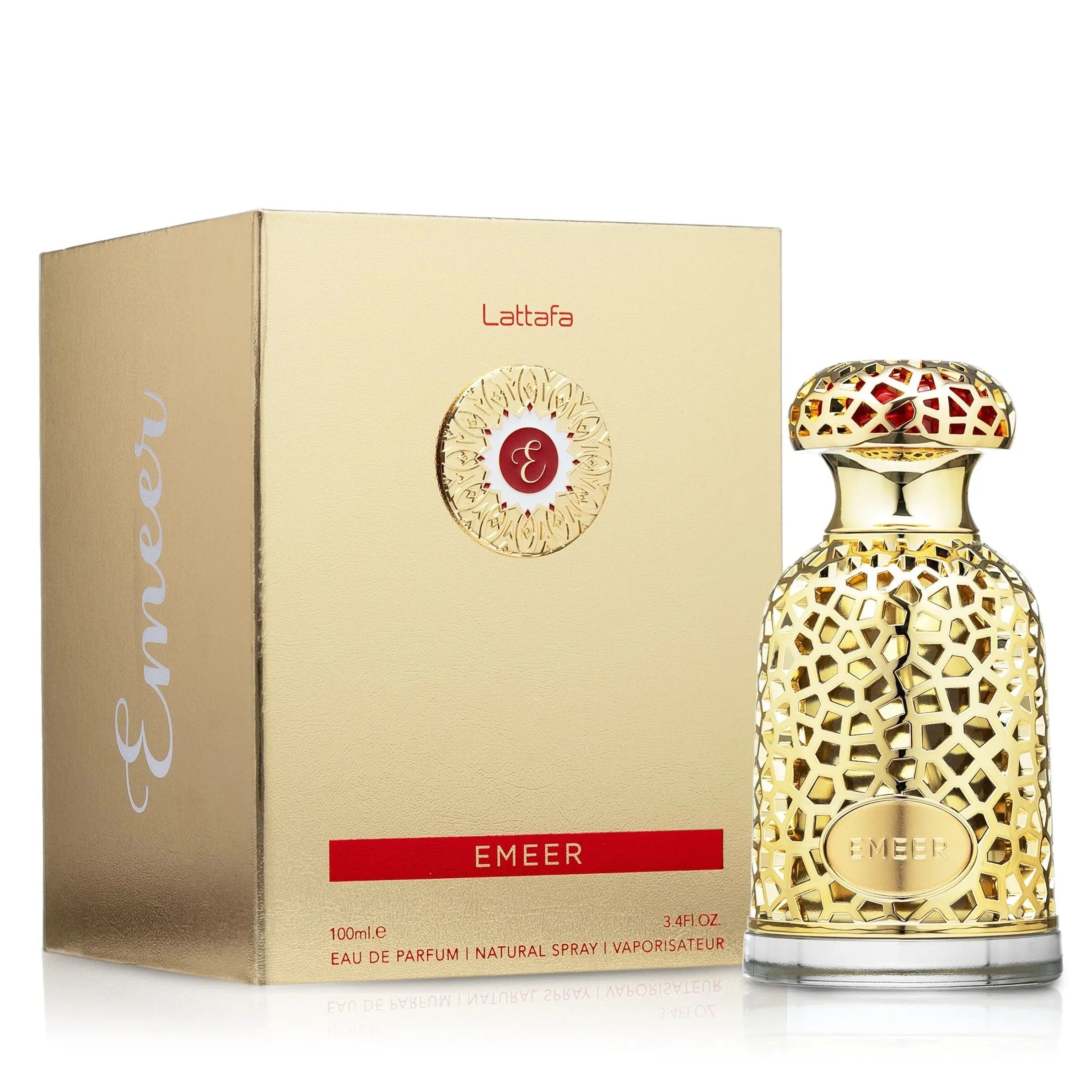 Emeer Perfume 100ml EDP by Lattafa, woody amber unisex fragrance bottle