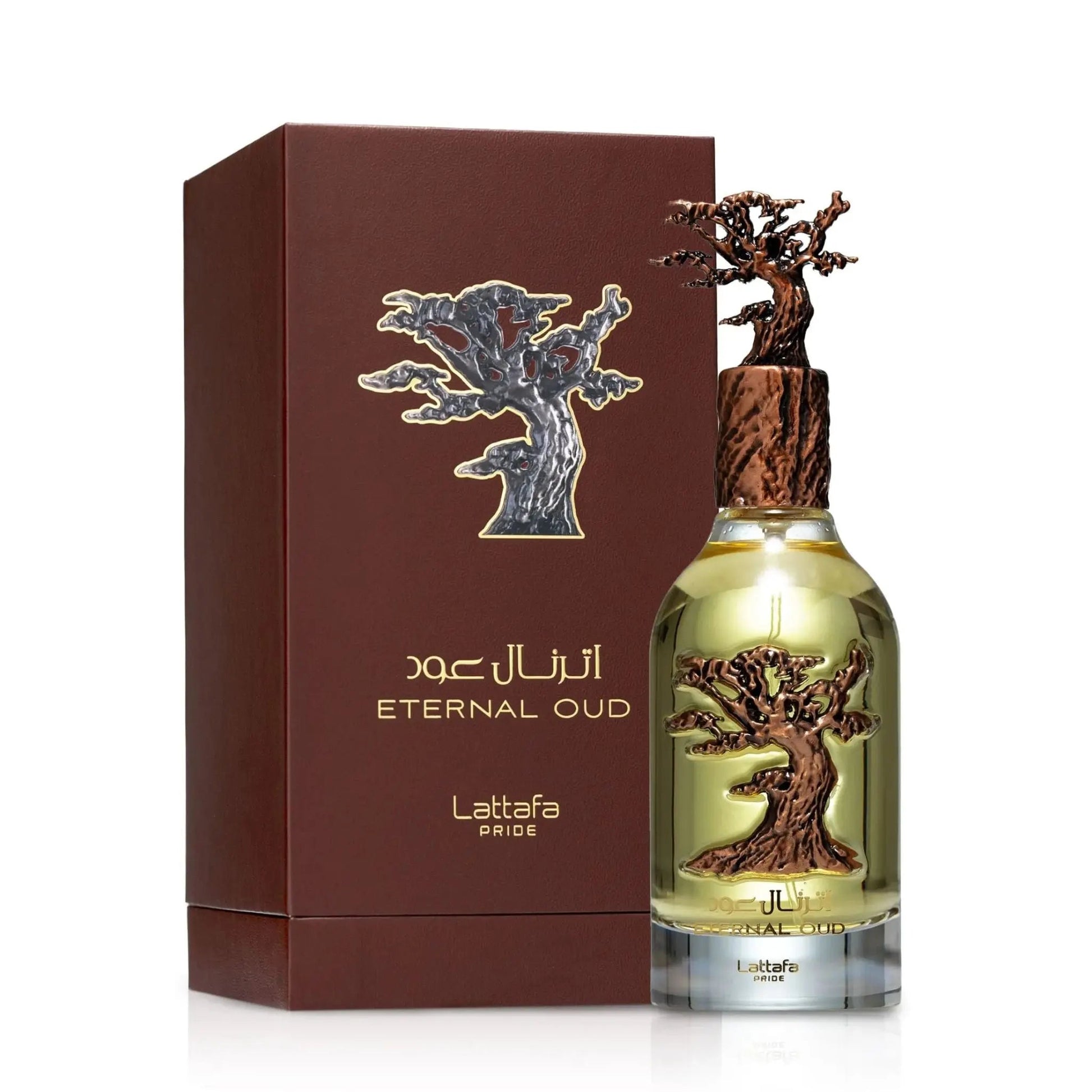 Eternal Oud Perfume 100ml EDP by Lattafa Pride amber bottle
