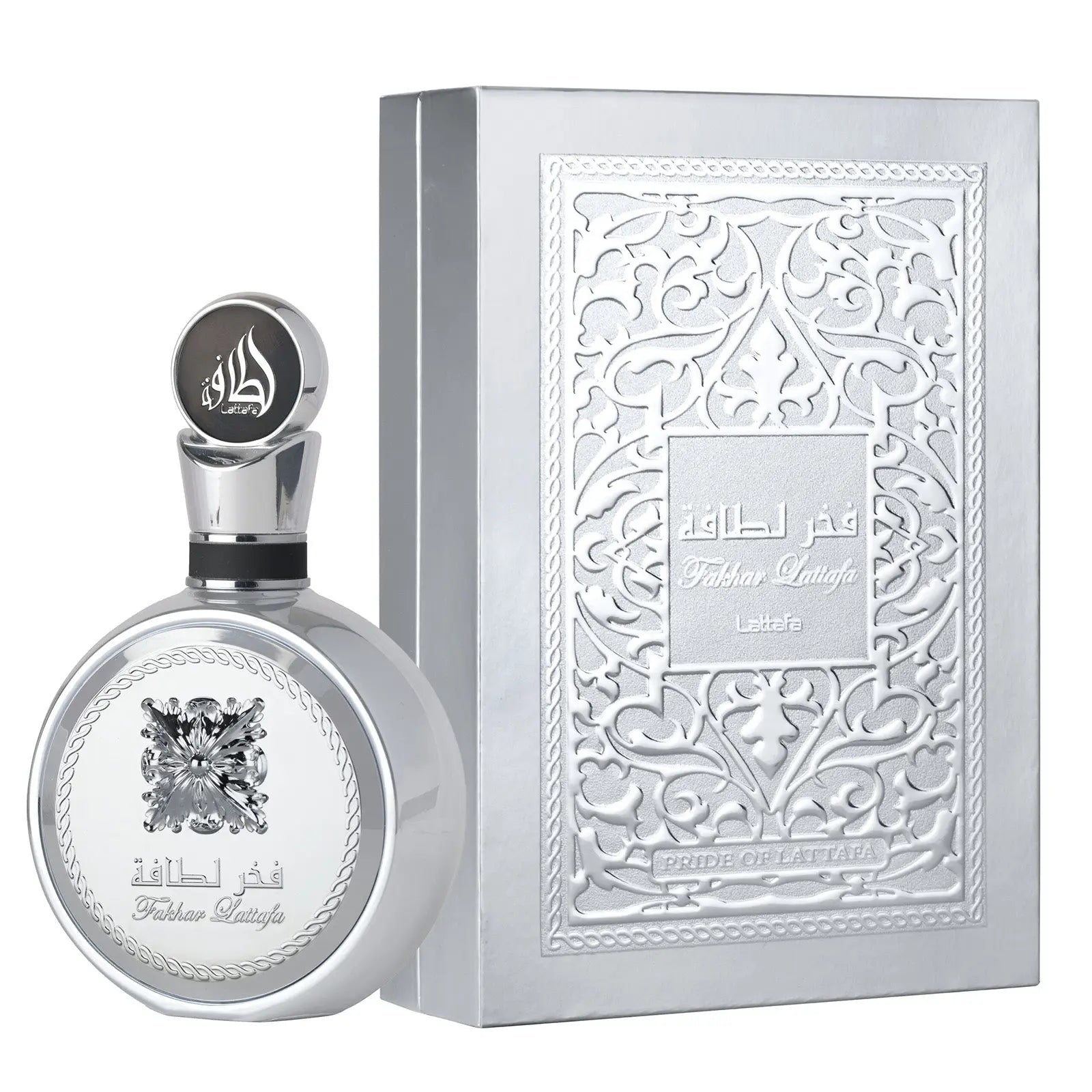 Fakhar Lattafa Platin Perfume 100ml EDP by Lattafa in silver bottle