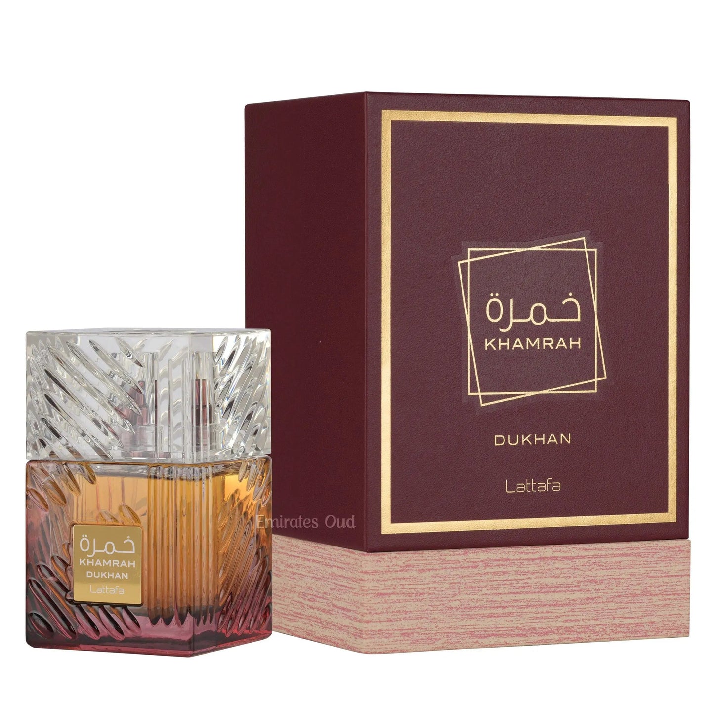 Khamrah Dukhan Perfume 100ml EDP Lattafa smoky amber glass bottle
