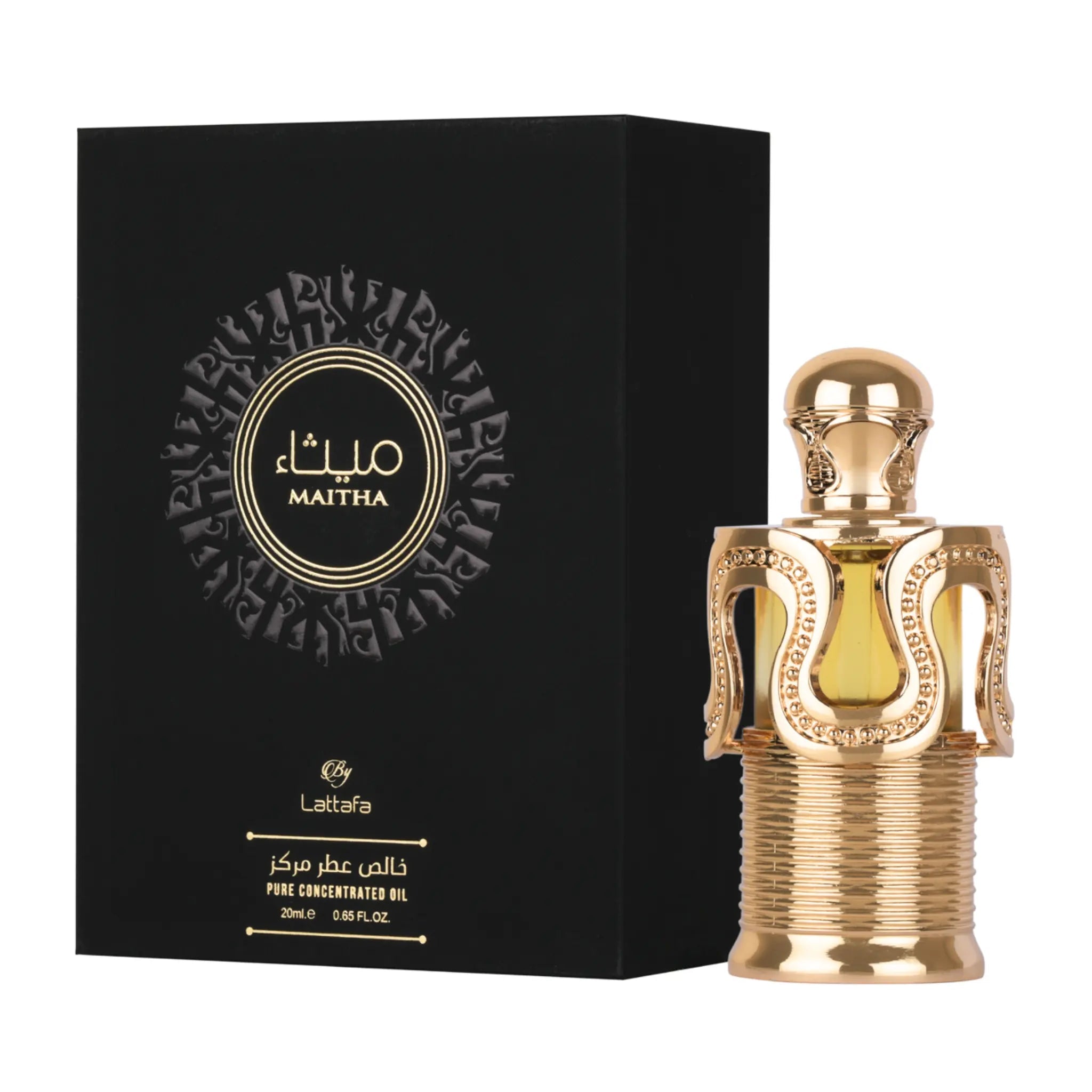 Maitha Concentrated Perfume Oil 20ml by Lattafa golden flask
