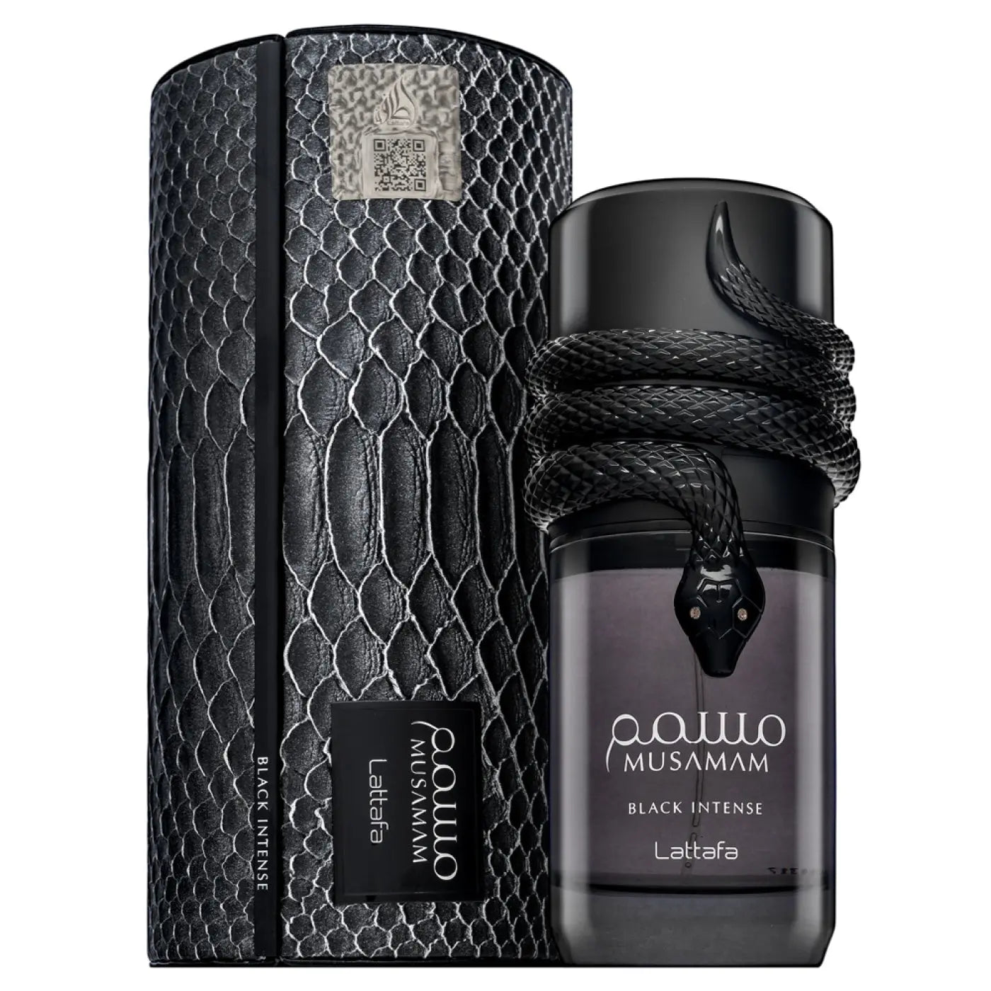 Musamam Black Intense Perfume 100ml EDP by Lattafa black bottle
