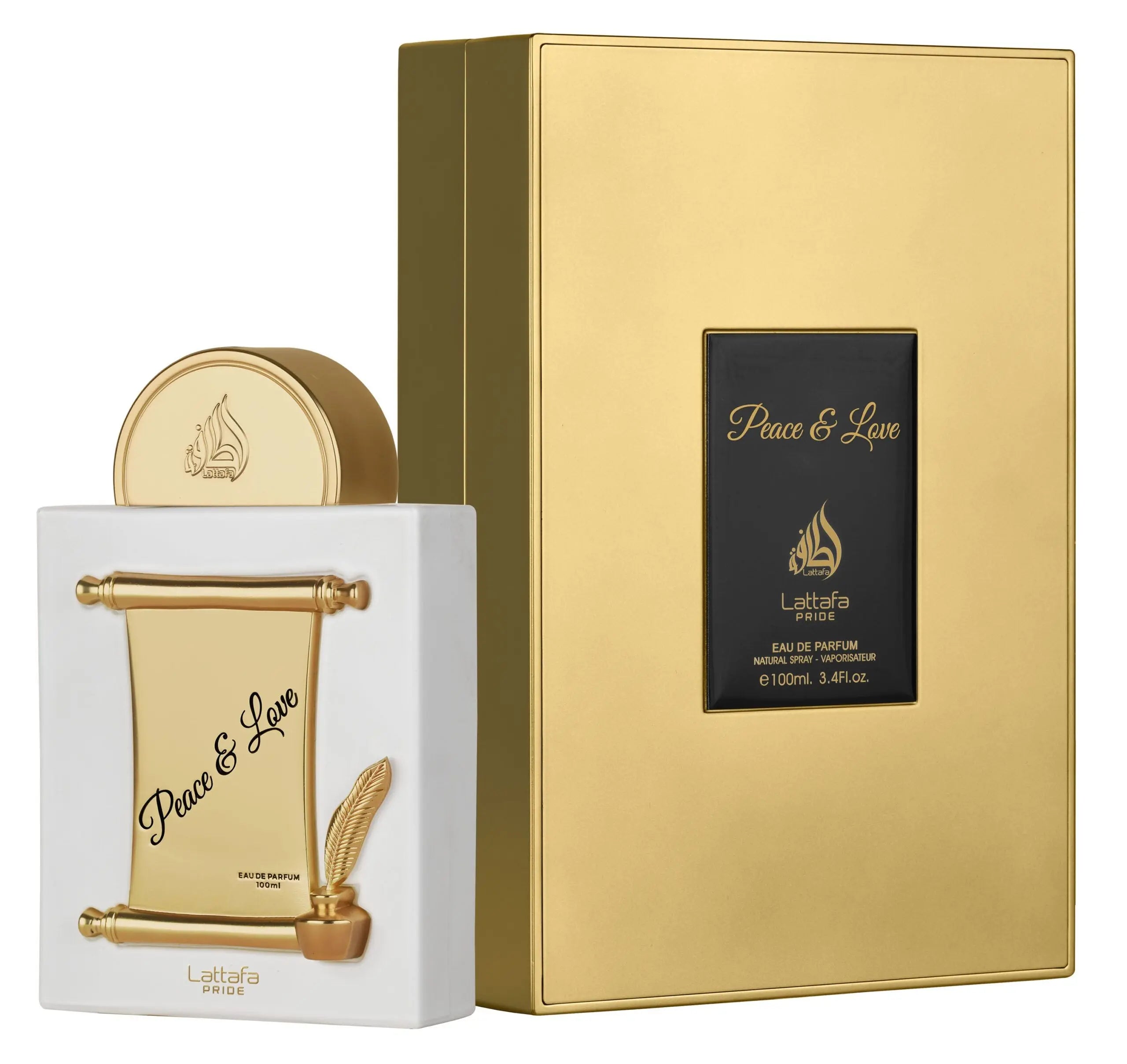 Peace & Love Perfume 100ml EDP by Lattafa Pride elegant bottle