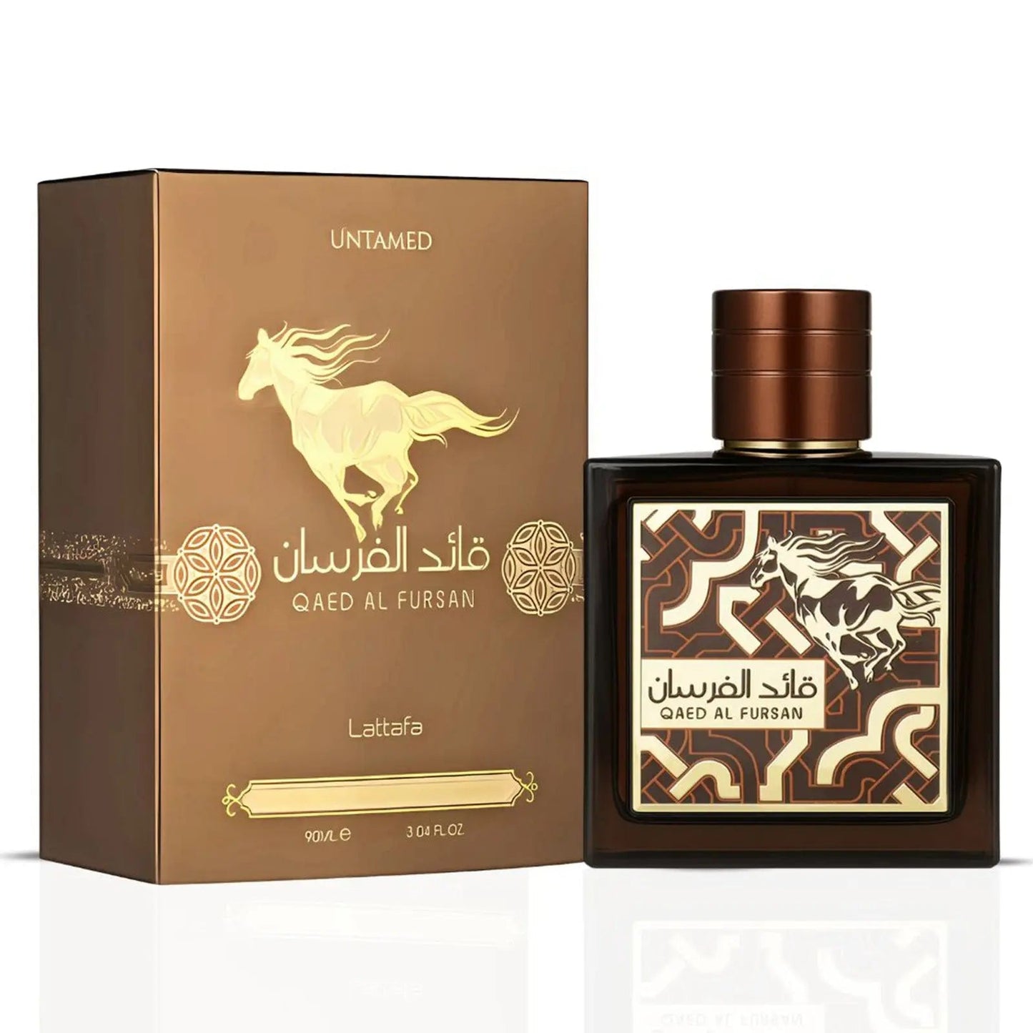 Qaed Al Fursan Untamed Perfume 90ml EDP by Lattafa dark bottle