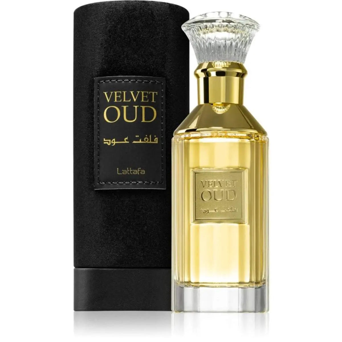 Velvet Oud Perfume 100ml EDP by Lattafa in ornate patterned bottle